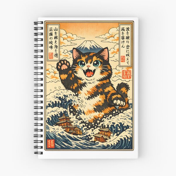 Item preview, Catzilla Amber — Tortoiseshell Cat Kaiju Japanese Wave Art designed and sold by Martin's_Design.