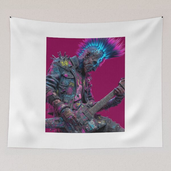 Item preview,  Punk Rebel Alien ultimate Rock Overlord — Bold Neon Cosmic Punk Art Print designed and sold by CosmicRockArt.