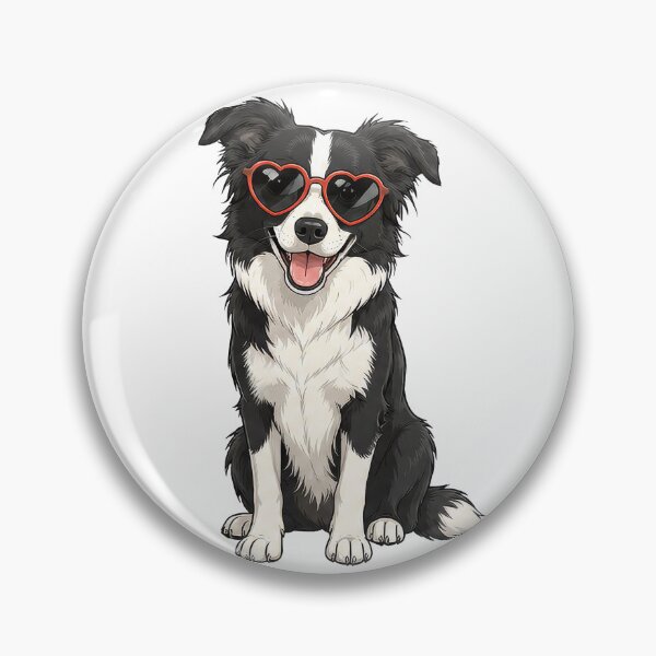Item preview, Cool Black and White Border Collie in Heart Sunglasses designed and sold by pixiedustpaint.