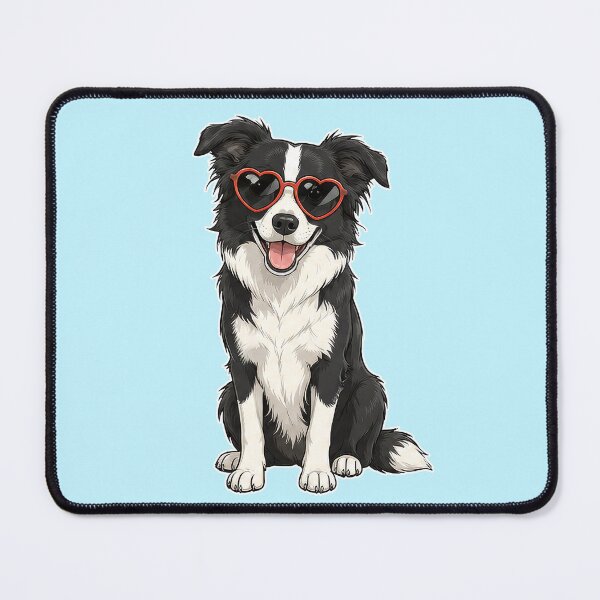 Item preview, Cool Black and White Border Collie in Heart Sunglasses designed and sold by pixiedustpaint.