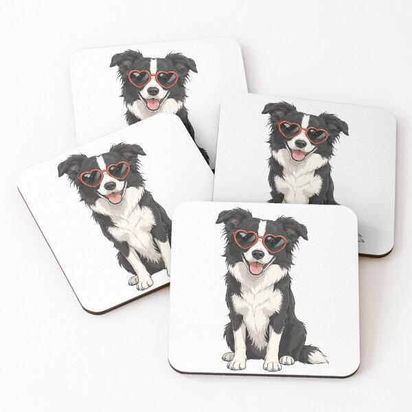 Item preview, Cool Black and White Border Collie in Heart Sunglasses designed and sold by pixiedustpaint.