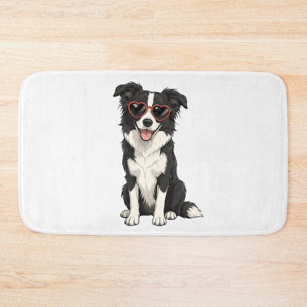 Item preview, Cool Black and White Border Collie in Heart Sunglasses designed and sold by pixiedustpaint.