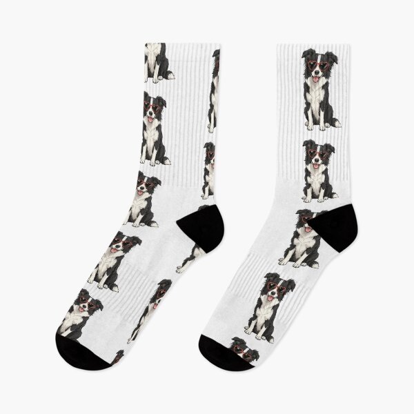 Item preview, Cool Black and White Border Collie in Heart Sunglasses designed and sold by pixiedustpaint.