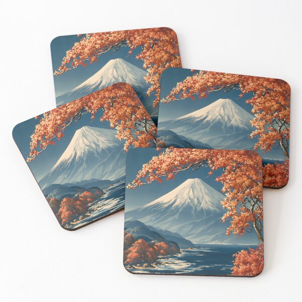 Item preview, Japan Vintage Travel Poster Coastal Autumn Landscape designed and sold by Boddicca.
