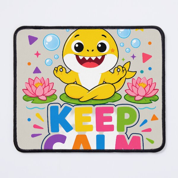 Item preview, Keep Calm Cute Baby Shark Meditating Yoga Retro designed and sold by ArtdesignsA.
