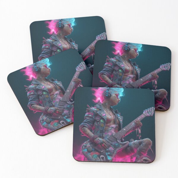 Item preview,  Punk Goddess Immortal Rock Rebellion — Bold Neon Cosmic Art Print designed and sold by CosmicRockArt.