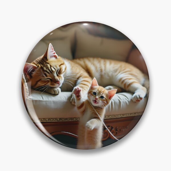 Item preview,  Mischievous Ginger Kitten Tying String to Sleeping Mother Cat Tail designed and sold by Creative-RE.
