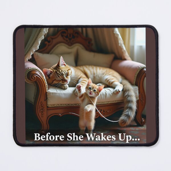Item preview,  Mischievous Ginger Kitten Tying String to Sleeping Mother Cat Tail designed and sold by Creative-RE.
