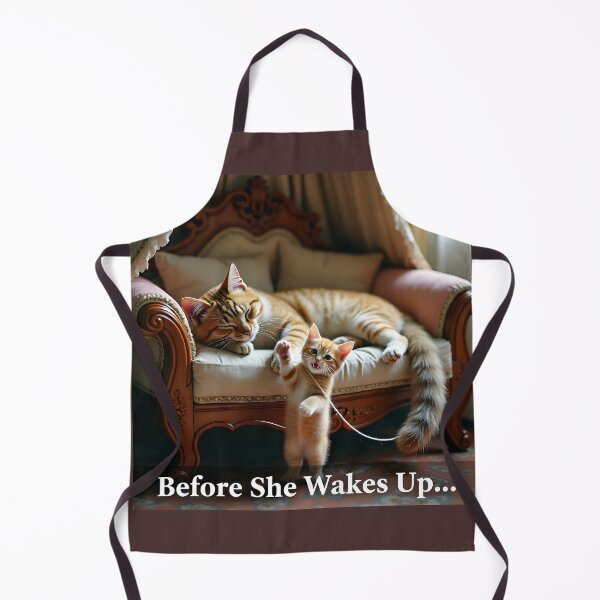 Item preview, Mischievous Ginger Kitten Tying String to Sleeping Mother Cat Tail designed and sold by Creative-RE.