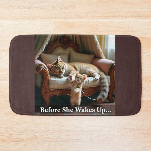 Item preview,  Mischievous Ginger Kitten Tying String to Sleeping Mother Cat Tail designed and sold by Creative-RE.