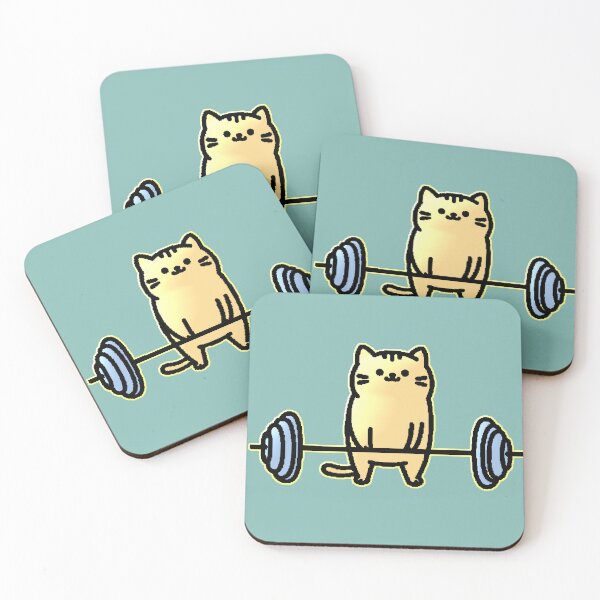 Item preview, Kawaii Gym Cat Lifting Weights Fitness Funny designed and sold by AstronautMerch.