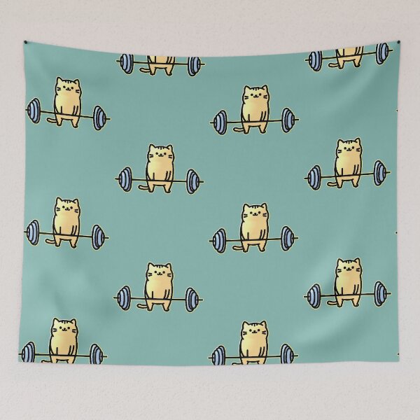 Item preview, Kawaii Gym Cat Lifting Weights Fitness Funny designed and sold by AstronautMerch.