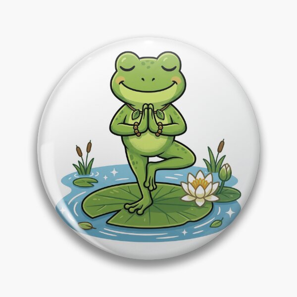 Item preview, Yoga Frog on Lily Pad – Peaceful Tree Pose Cartoon Art designed and sold by ArtsyExplorer.