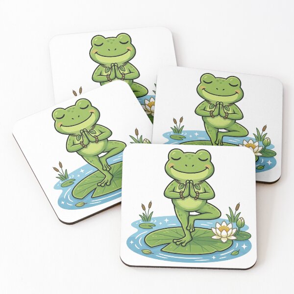 Item preview, Yoga Frog on Lily Pad – Peaceful Tree Pose Cartoon Art designed and sold by ArtsyExplorer.