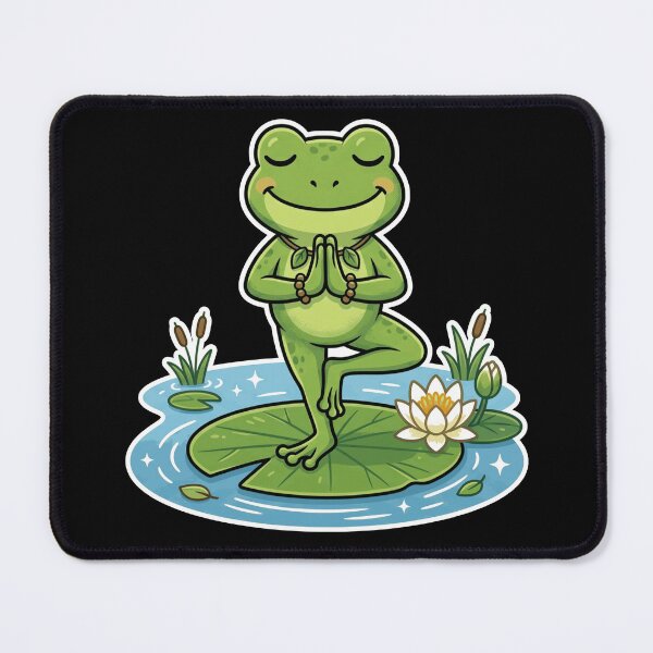 Item preview, Yoga Frog on Lily Pad – Peaceful Tree Pose Cartoon Art designed and sold by ArtsyExplorer.