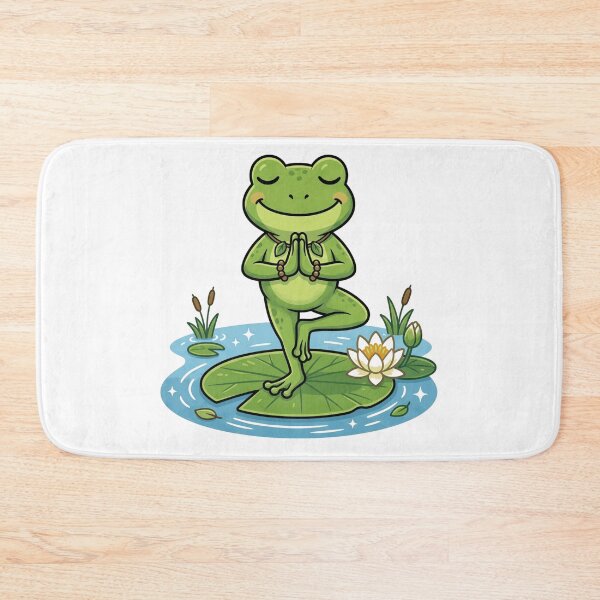Item preview, Yoga Frog on Lily Pad – Peaceful Tree Pose Cartoon Art designed and sold by ArtsyExplorer.