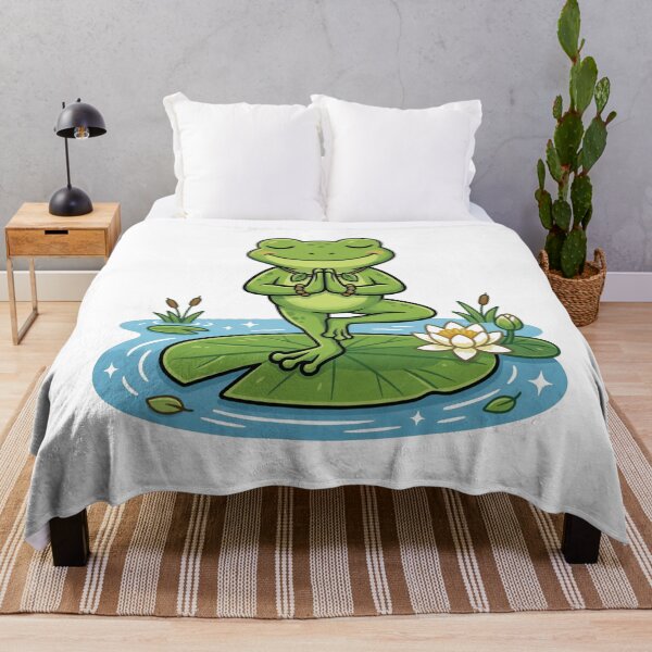 Item preview, Yoga Frog on Lily Pad – Peaceful Tree Pose Cartoon Art designed and sold by ArtsyExplorer.