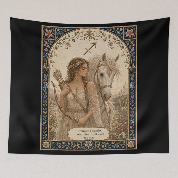 Item preview, Sagittarius Zodiac Maiden | Celtic Art Aesthetic | Medieval Fantasy Faux Embroidery Art  designed and sold by doinitzart.