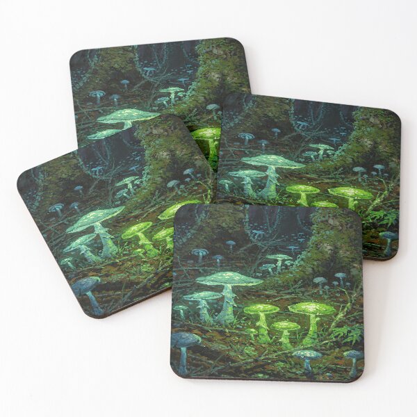 Item preview, Glowing Mushroom Forest Fantasy Art | Bioluminescent Woodland Magic designed and sold by cr6zym1nd.