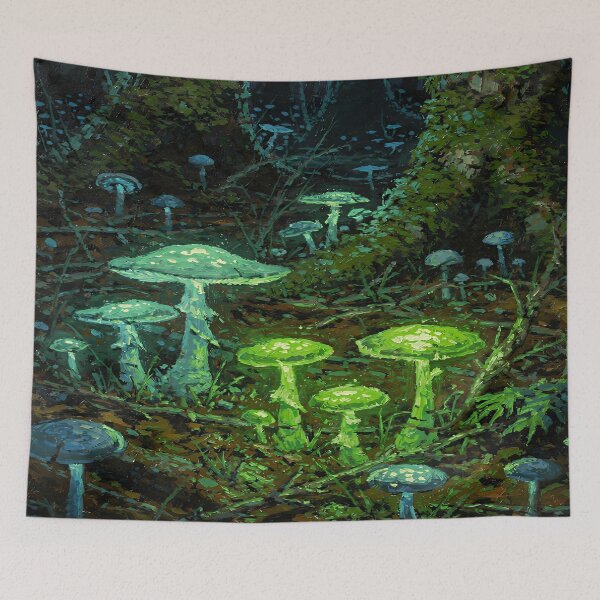 Item preview, Glowing Mushroom Forest Fantasy Art | Bioluminescent Woodland Magic designed and sold by cr6zym1nd.