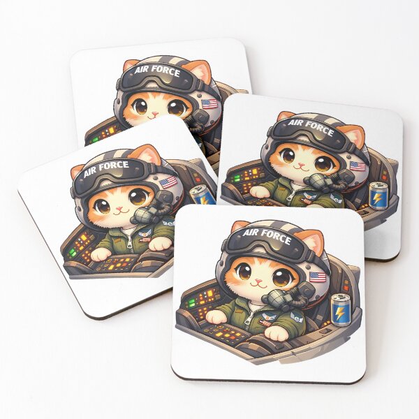 Item preview, Cute Aesthetic LoFi US Air Force Pilot Cat Sticker designed and sold by MIROUZ2000.