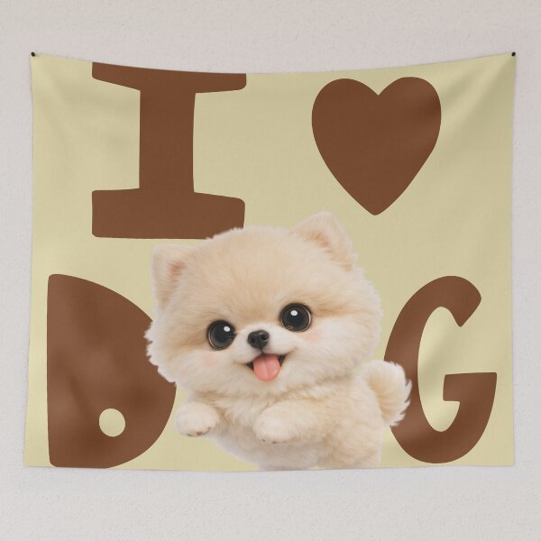 Item preview, I Love Dog Cute Cream Pomeranian Puppy Typography designed and sold by Soluna Studio.