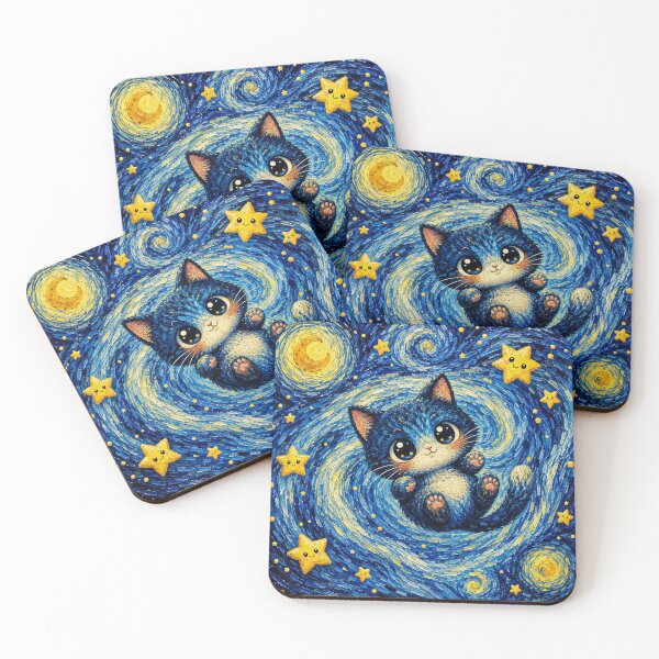 Item preview, Starry Night with Kitten designed and sold by EsenciaZen.