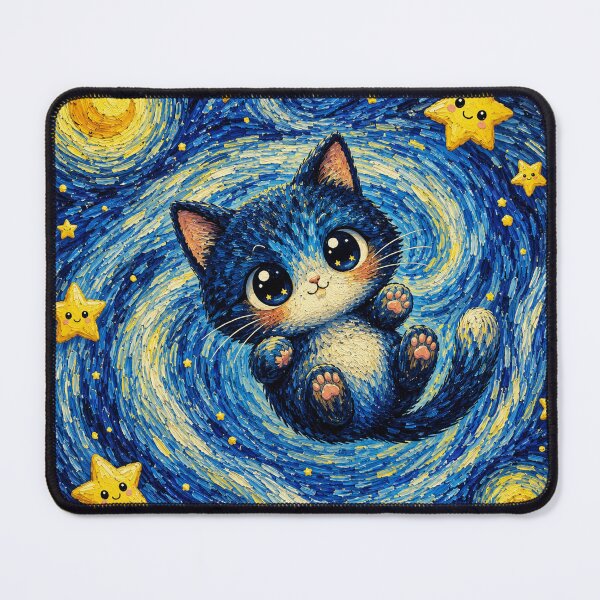 Item preview, Starry Night with Kitten designed and sold by EsenciaZen.