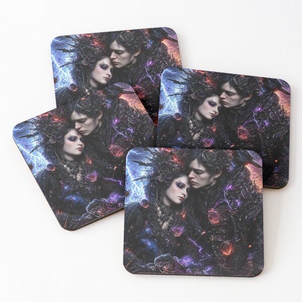 Item preview,  Gothic Rock Eternal Cosmic Lovers — Bold Dark Romance Universe Art Print designed and sold by CosmicRockArt.