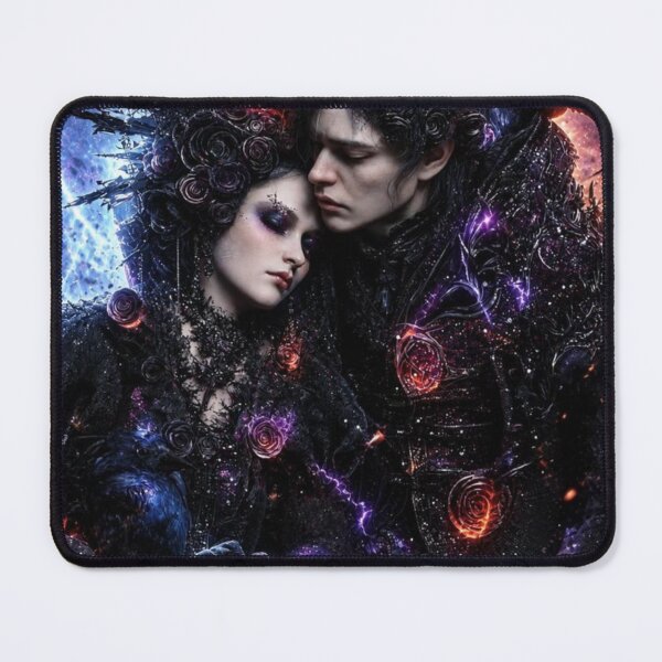 Item preview, Gothic Rock Eternal Cosmic Lovers — Bold Dark Romance Universe Art Print designed and sold by CosmicRockArt.