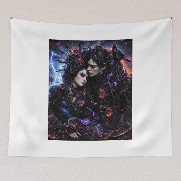 Item preview,  Gothic Rock Eternal Cosmic Lovers — Bold Dark Romance Universe Art Print designed and sold by CosmicRockArt.