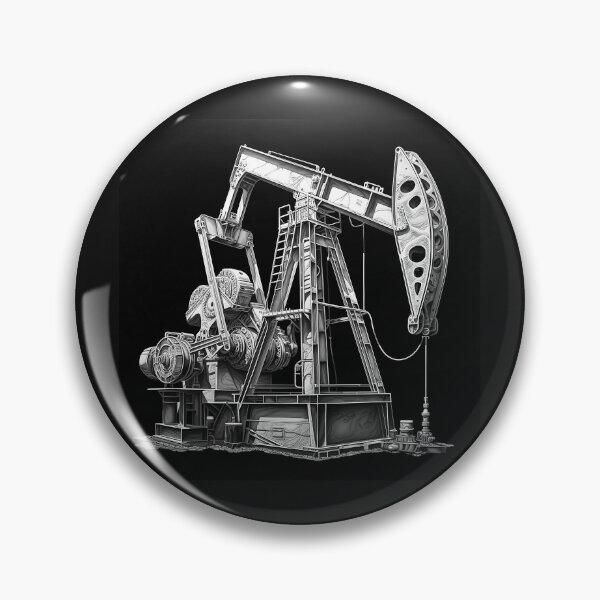 Item preview, Black and White Oil Pumpjack Industrial Art designed and sold by inkoutninja.
