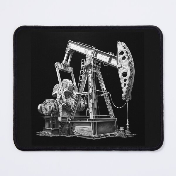 Item preview, Black and White Oil Pumpjack Industrial Art designed and sold by inkoutninja.