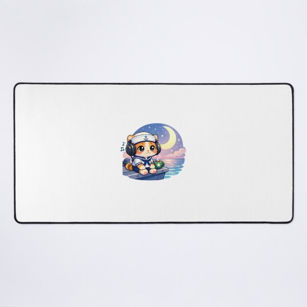 Item preview, Kawaii US Navy Sailor Kitten under Moon LoFi Sticker designed and sold by MIROUZ2000.