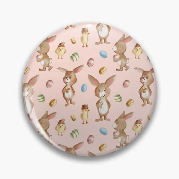 Item preview, Whimsical Bunnies, chicks and Easter Eggs on Pink designed and sold by JanetMGraham.
