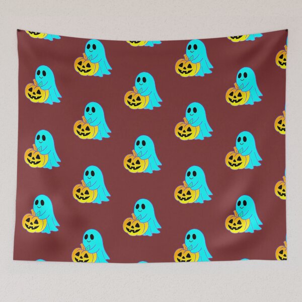 Item preview, Kawaii Ghost Hugging Pumpkin Halloween Spooky Cute designed and sold by AstronautMerch.