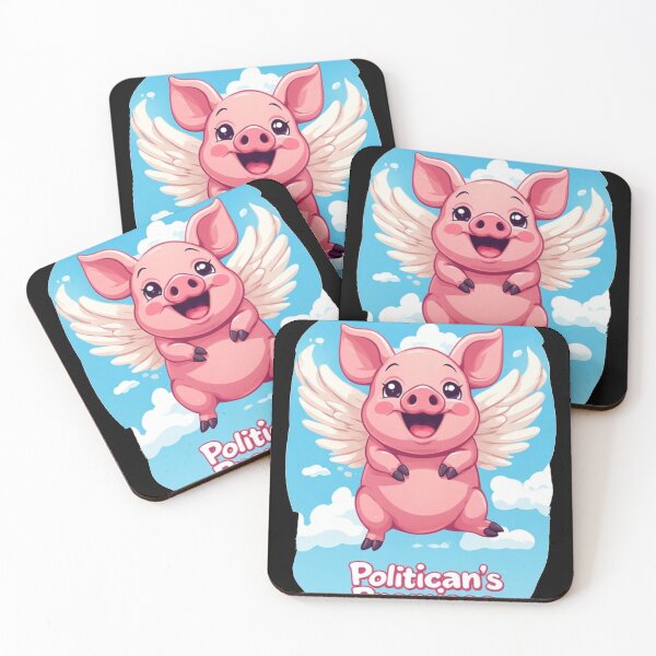 Item preview, Flying Pig of Political Promises – Funny Satirical Cartoon Sticker designed and sold by halibutgoatramb.
