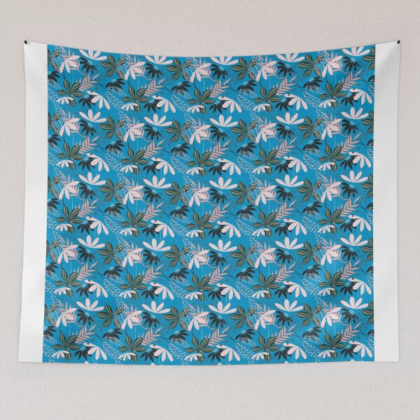 Item preview, Tropical Botanical Seamless Pattern – Dark Floral Leaves Surface Design in Blue designed and sold by 555Design.