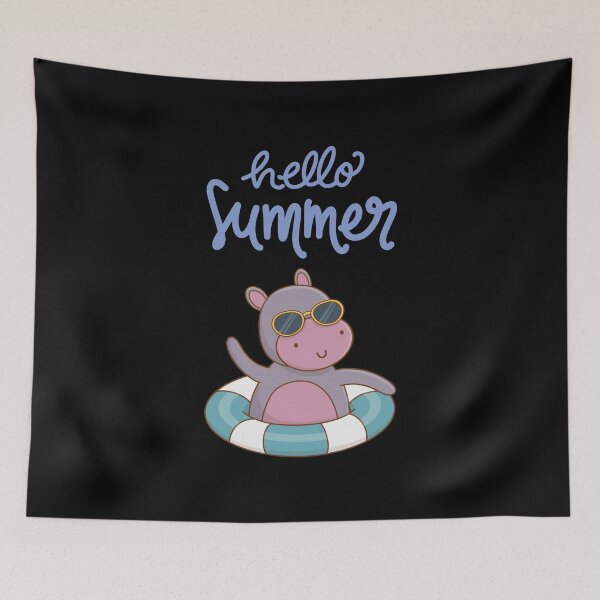 Item preview, Hello Summer Hippo Pool Float Sunglasses Cute Kawaii T-Shirt designed and sold by FestivityFinds.