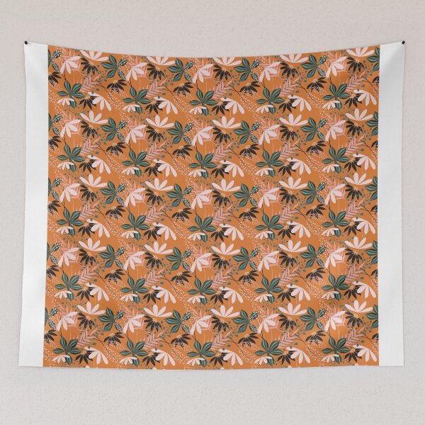 Item preview, Tropical Botanical Seamless Pattern – Dark Floral Leaves Surface Design in Terracotta designed and sold by 555Design.