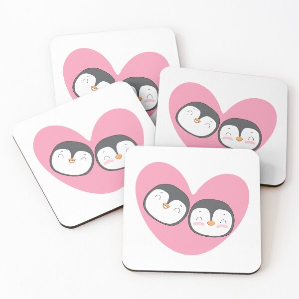 Item preview, Two Happy Penguins Pink Heart Background designed and sold by IN Tales.