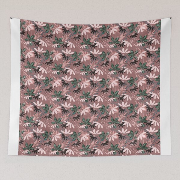Item preview, Tropical Botanical Seamless Pattern – Dark Floral Leaves Surface Design in Mauve designed and sold by 555Design.
