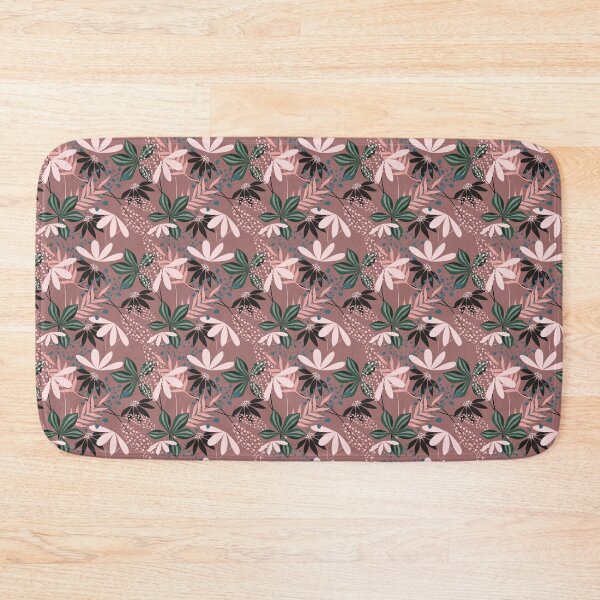 Item preview, Tropical Botanical Seamless Pattern – Dark Floral Leaves Surface Design in Mauve designed and sold by 555Design.