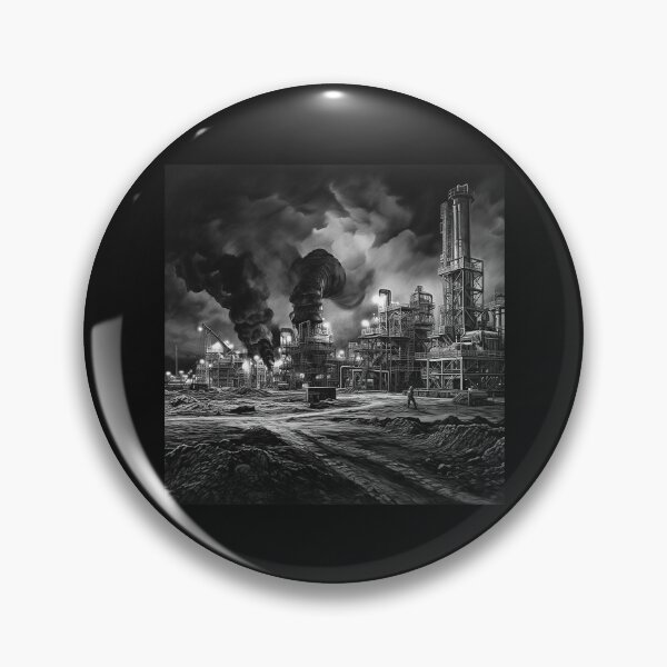 Item preview, Dark Industrial Factory Landscape Illustration designed and sold by inkoutninja.