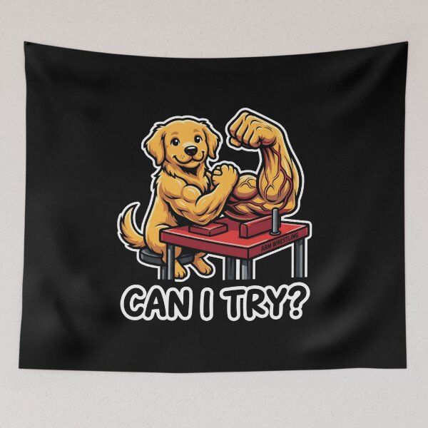 Item preview, Can I Try Golden Retriever Arm Wrestling designed and sold by SplashTastic.