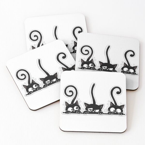 Item preview, Three Black Cats | Cute Kawaii Cat Mood Trio designed and sold by CozyNekoClub.