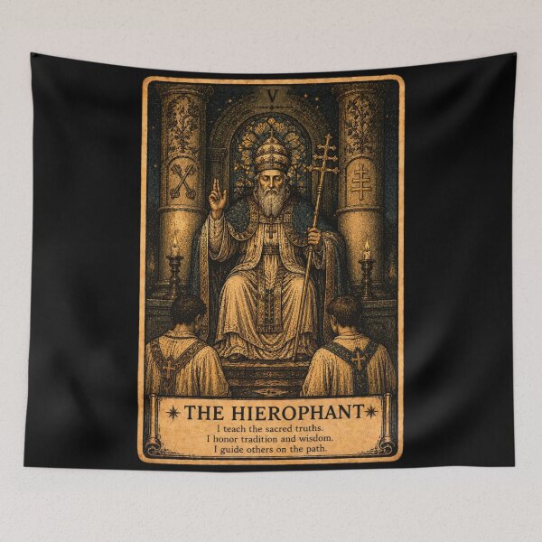 Item preview, The Hierophant Tarot Card - Vintage Spiritual Tarot Illustration designed and sold by ArcanaAbsolute.