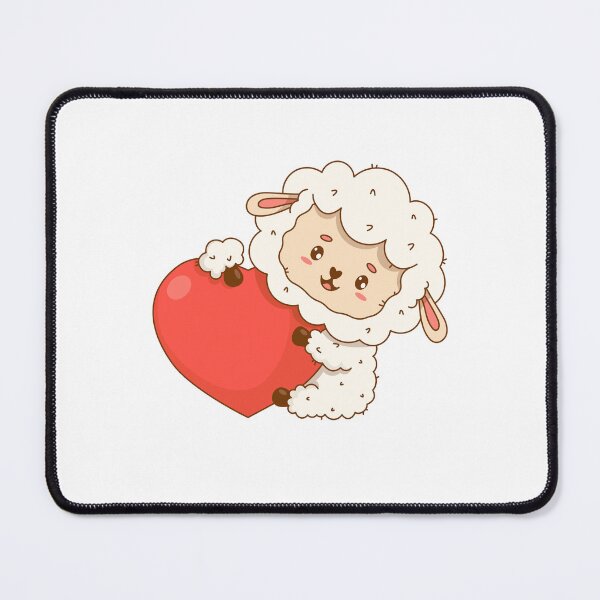 Item preview, Cute Fluffy Sheep Hugging Red Heart designed and sold by IN Tales.