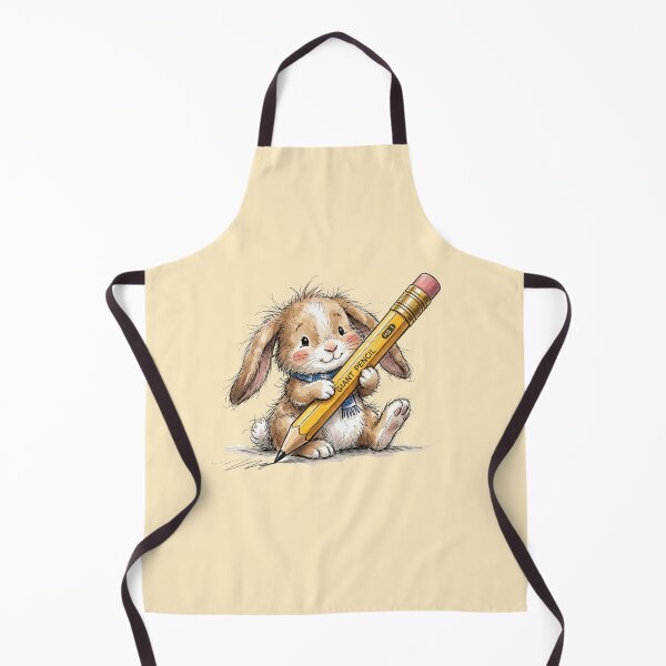 Item preview, Cute Watercolor Bunny Rabbit holding Giant Pencil Art designed and sold by BreezifyDesignStudio.