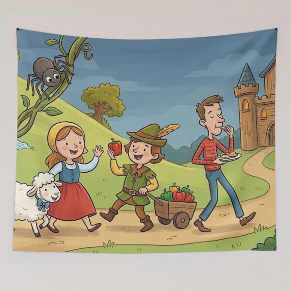 Item preview, Nursery Rhyme Characters: Open Meadow Castle Nature Scenery designed and sold by Uniqueartai.